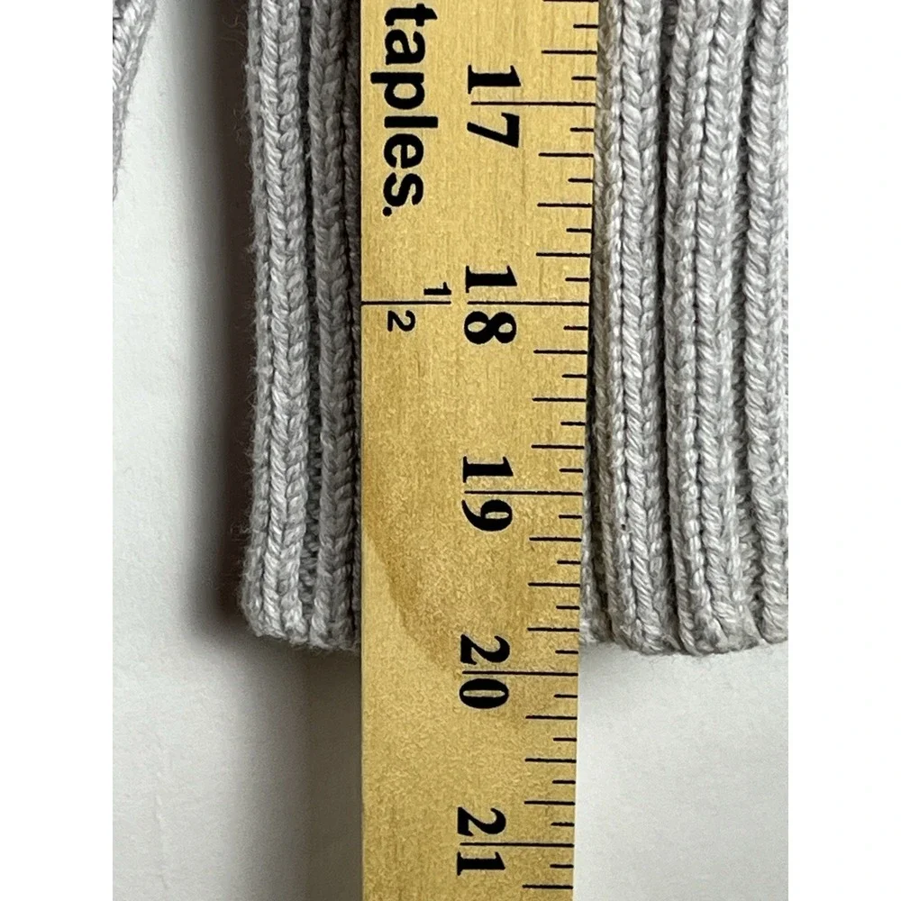 AE American Eagle Sweater Gray Open Knit Long Sleeve Women's XL Crochet Fall EUC